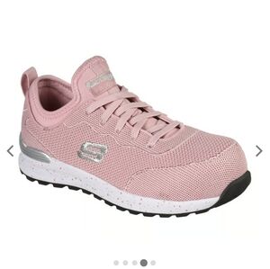 NEW Skechers Blush Pink Air Cooled Memory Foam Work Sneakers Safety Toe Womens 7